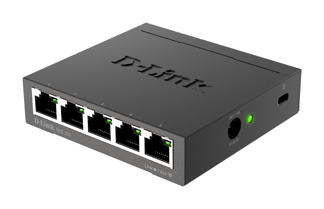 D-Link 5-Port Gigabit Unmanaged Metal Switch (DGS-105) D-Link 5-Port Gigabit Unmanaged Metal Switch (DGS-105)
